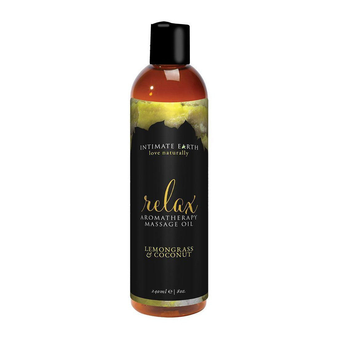 Intimate Earth Aromatherapy Massage Oil (120ml) (4oz), Relax, Lemongrass & Coconut