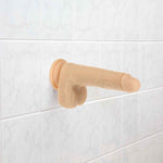 Naked Addiction The Freak Thrusting, Vibrating & Rotating 7.5-Inch Dildo with Remote, Product Suctioned to the Wall