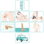 Pure Love Crazy Guy Thrusting, Vibrating & Rotating 7-Inch Dildo with Remote, Product Positions