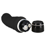 Silicone Classic 5-Inch Vibrating Dildo, Black, Product Image, Battery Operated