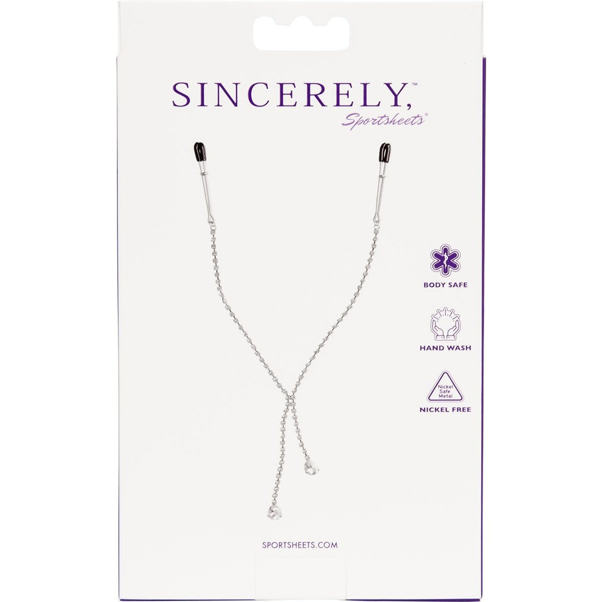 Sincerely Tear Drop Nipple Clamps, Product Box, Back