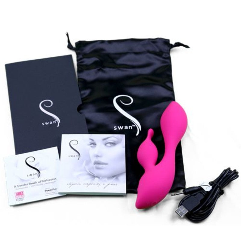 The Cygnet Swan Rabbit Vibrator, Pink, Box Contents