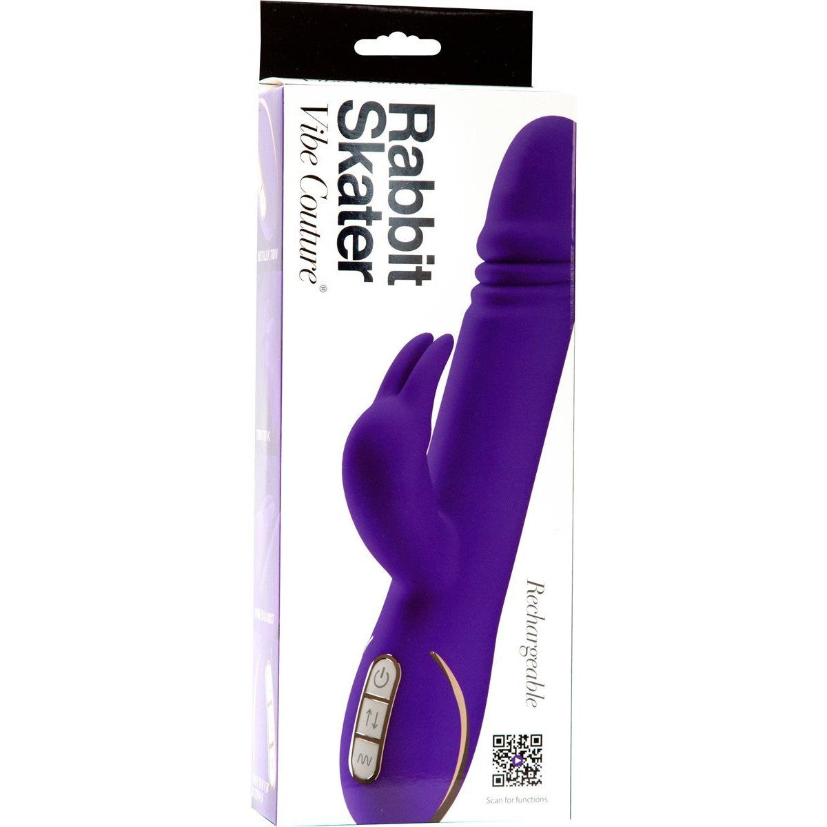 Vibe Couture Rabbit Skater Thrusting Vibrator, Purple, Product Box