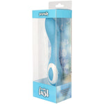 Wonderlust Serenity G-Spot Vibrator, Blue, Product Box, Front Left Angle